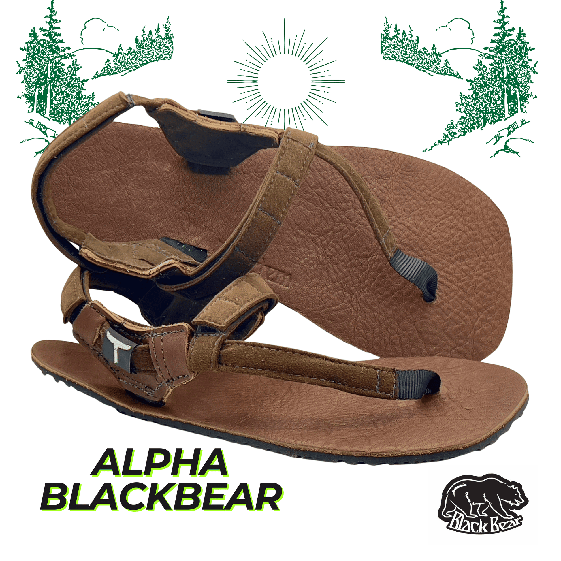 ALPHA Leather BlackBear - 5mm Brown - Toetem Sandals