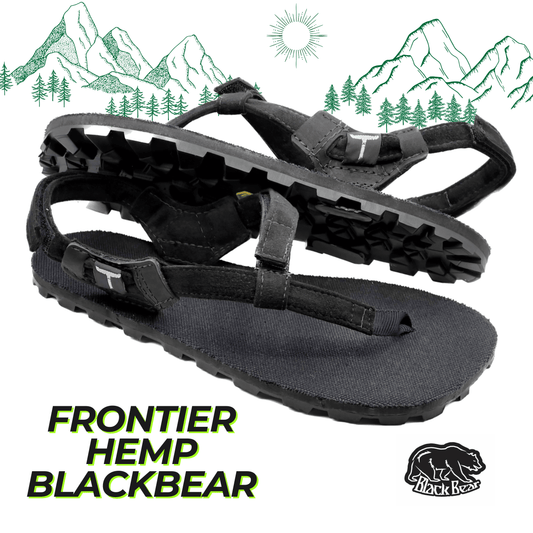 Frontier Hemp BlackBear (black) - Toetem Sandals
