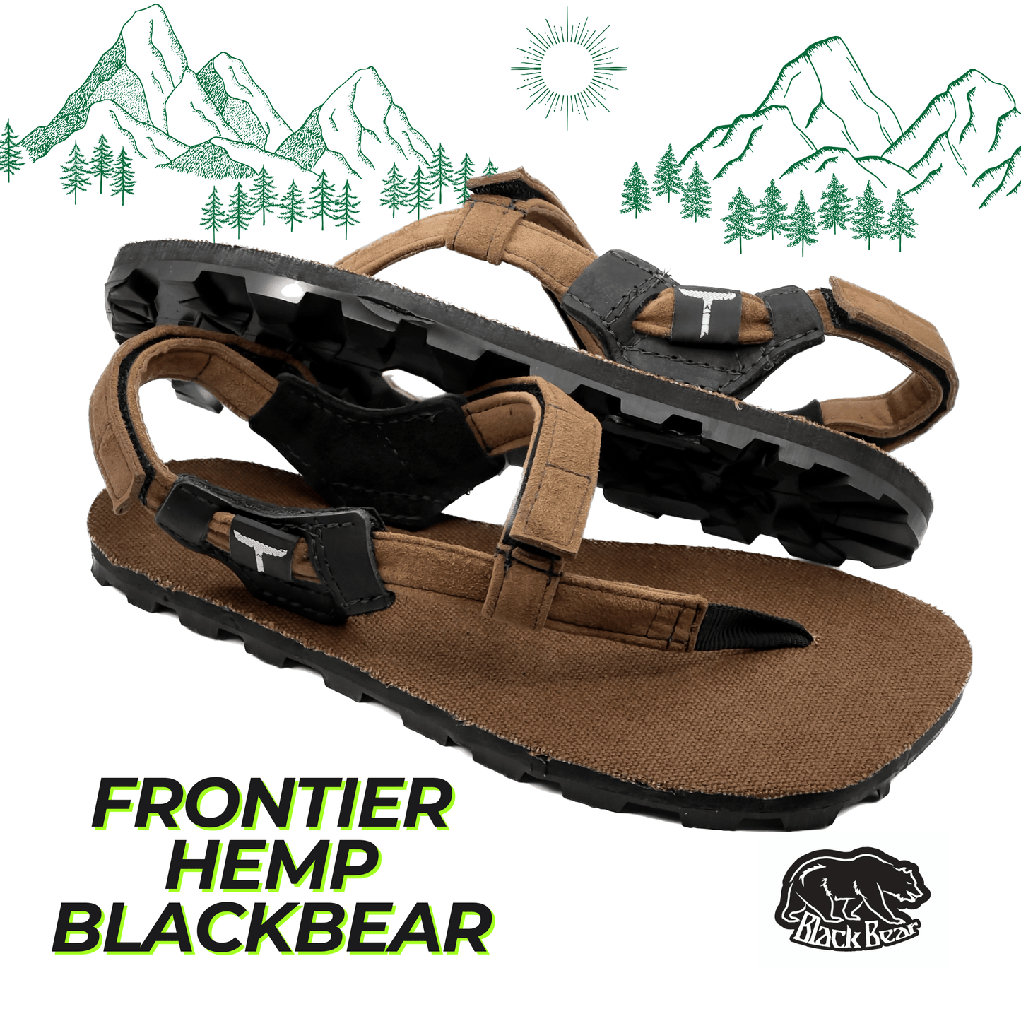 Frontier Hemp BlackBear (brown) - Toetem Sandals