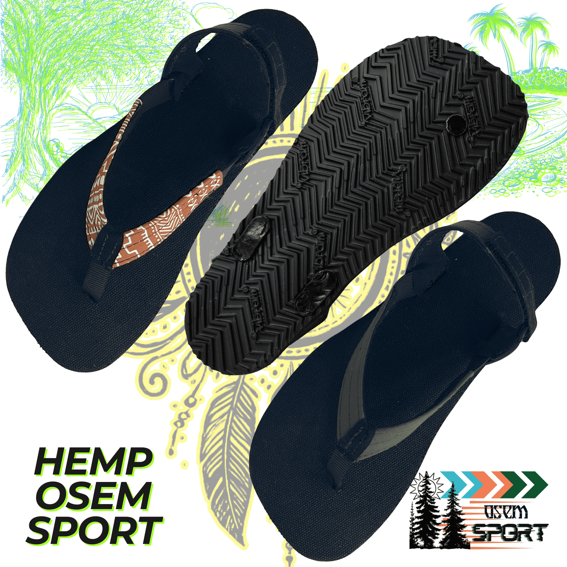 OSEM Sport Black Hemp - Toetem Sandals